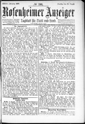 Rosenheimer Anzeiger Samstag 20. August 1887