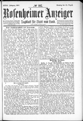 Rosenheimer Anzeiger Sonntag 21. August 1887