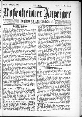 Rosenheimer Anzeiger Dienstag 23. August 1887