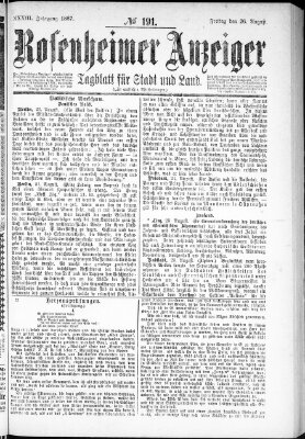 Rosenheimer Anzeiger Freitag 26. August 1887