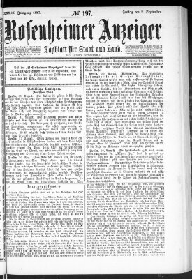 Rosenheimer Anzeiger Freitag 2. September 1887