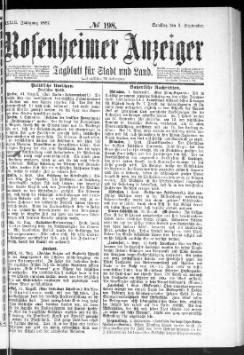 Rosenheimer Anzeiger Samstag 3. September 1887