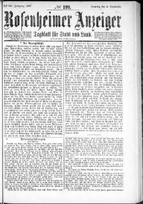 Rosenheimer Anzeiger Sonntag 4. September 1887