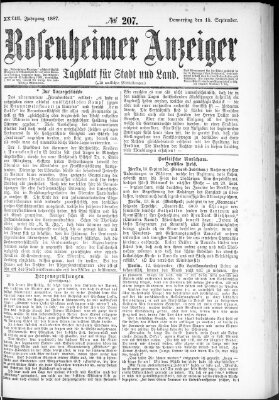 Rosenheimer Anzeiger Donnerstag 15. September 1887