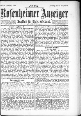 Rosenheimer Anzeiger Samstag 24. September 1887