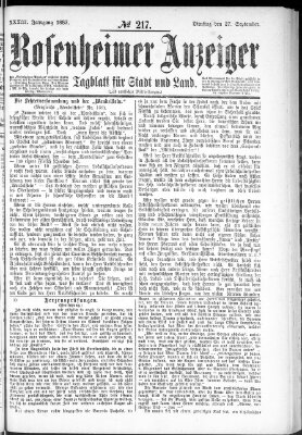 Rosenheimer Anzeiger Dienstag 27. September 1887