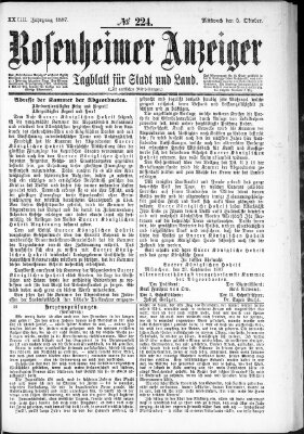 Rosenheimer Anzeiger Mittwoch 5. Oktober 1887