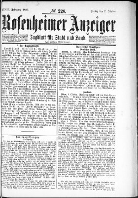 Rosenheimer Anzeiger Freitag 7. Oktober 1887