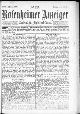 Rosenheimer Anzeiger Samstag 8. Oktober 1887