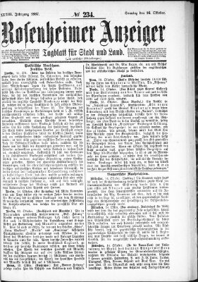 Rosenheimer Anzeiger Sonntag 16. Oktober 1887