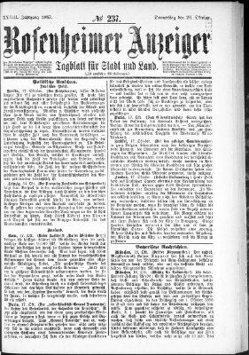 Rosenheimer Anzeiger Donnerstag 20. Oktober 1887