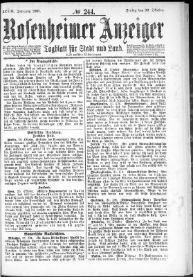 Rosenheimer Anzeiger Freitag 28. Oktober 1887