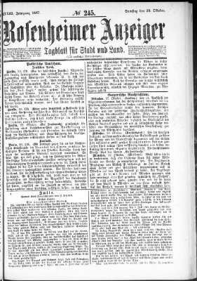 Rosenheimer Anzeiger Samstag 29. Oktober 1887