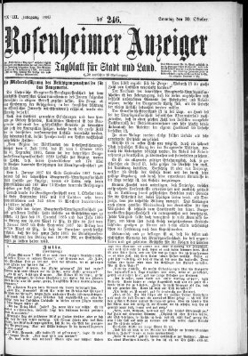 Rosenheimer Anzeiger Sonntag 30. Oktober 1887