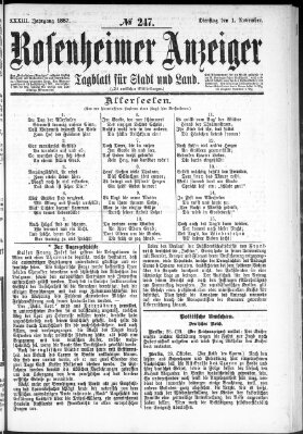 Rosenheimer Anzeiger Dienstag 1. November 1887