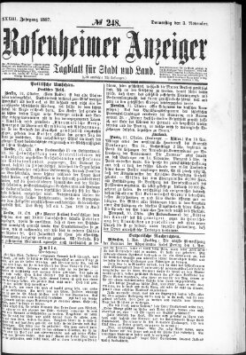 Rosenheimer Anzeiger Donnerstag 3. November 1887