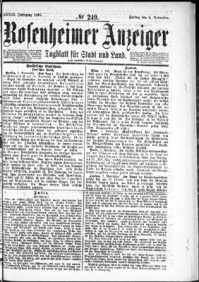 Rosenheimer Anzeiger Freitag 4. November 1887