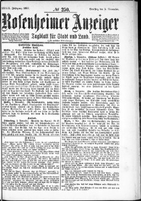 Rosenheimer Anzeiger Samstag 5. November 1887