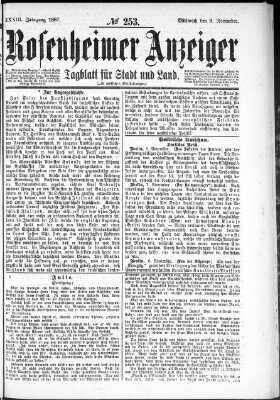 Rosenheimer Anzeiger Mittwoch 9. November 1887