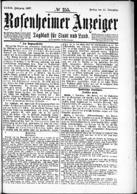 Rosenheimer Anzeiger Freitag 11. November 1887