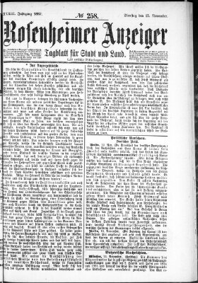 Rosenheimer Anzeiger Dienstag 15. November 1887