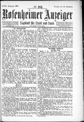 Rosenheimer Anzeiger Samstag 19. November 1887