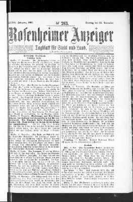 Rosenheimer Anzeiger Sonntag 20. November 1887