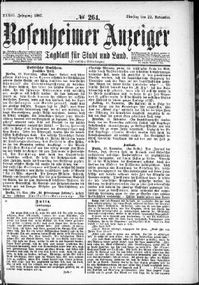 Rosenheimer Anzeiger Dienstag 22. November 1887