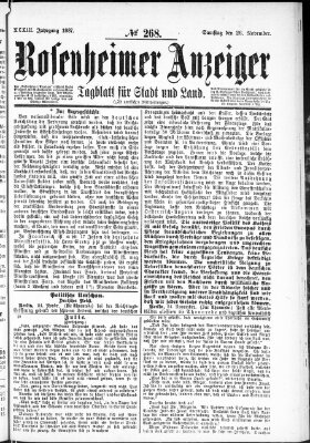 Rosenheimer Anzeiger Samstag 26. November 1887