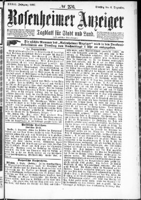 Rosenheimer Anzeiger Dienstag 6. Dezember 1887