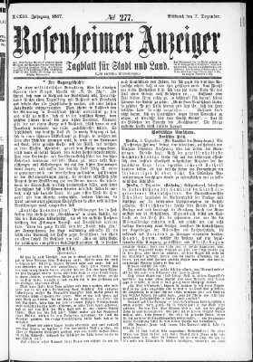 Rosenheimer Anzeiger Mittwoch 7. Dezember 1887