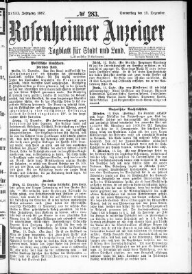 Rosenheimer Anzeiger Donnerstag 15. Dezember 1887