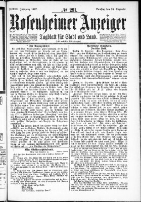 Rosenheimer Anzeiger Samstag 24. Dezember 1887