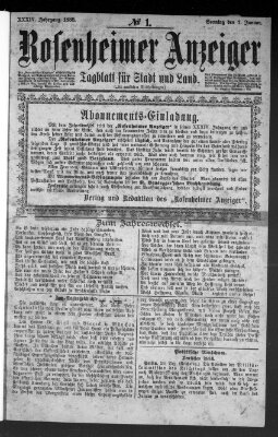 Rosenheimer Anzeiger Sonntag 1. Januar 1888