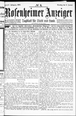 Rosenheimer Anzeiger Sonntag 8. Januar 1888