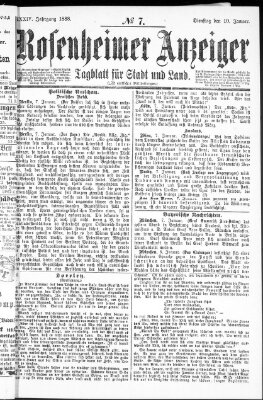 Rosenheimer Anzeiger Dienstag 10. Januar 1888