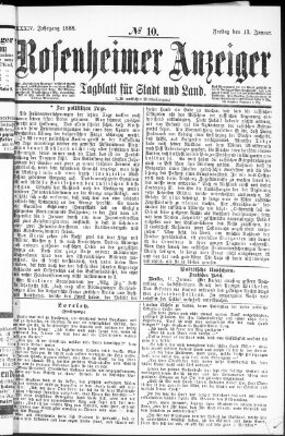 Rosenheimer Anzeiger Freitag 13. Januar 1888