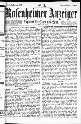 Rosenheimer Anzeiger Sonntag 15. Januar 1888