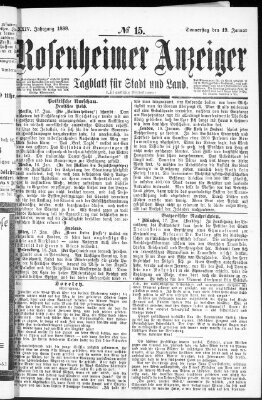 Rosenheimer Anzeiger Donnerstag 19. Januar 1888