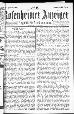 Rosenheimer Anzeiger Sonntag 22. Januar 1888