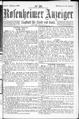 Rosenheimer Anzeiger Mittwoch 25. Januar 1888