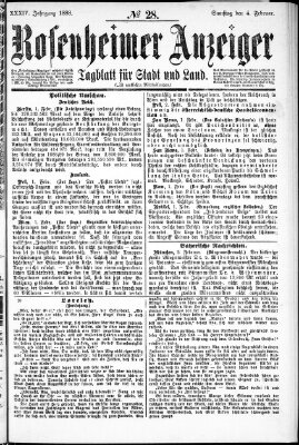 Rosenheimer Anzeiger Samstag 4. Februar 1888