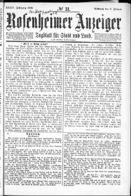 Rosenheimer Anzeiger Mittwoch 8. Februar 1888