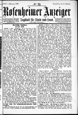 Rosenheimer Anzeiger Donnerstag 9. Februar 1888