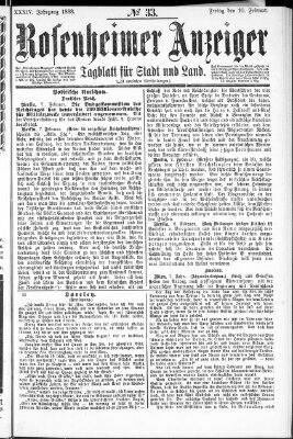 Rosenheimer Anzeiger Freitag 10. Februar 1888