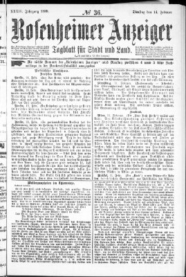 Rosenheimer Anzeiger Dienstag 14. Februar 1888