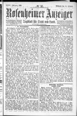 Rosenheimer Anzeiger Mittwoch 15. Februar 1888