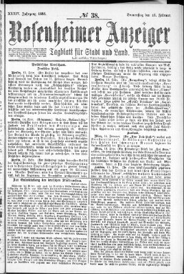 Rosenheimer Anzeiger Donnerstag 16. Februar 1888