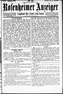 Rosenheimer Anzeiger Sonntag 19. Februar 1888