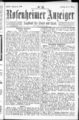 Rosenheimer Anzeiger Freitag 2. März 1888